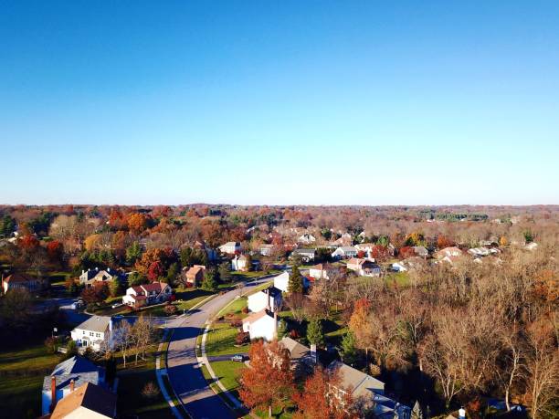 Suburban aerial stock photo