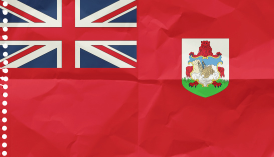 Bermudian flag on a sheet of paper torn out from a notebook.