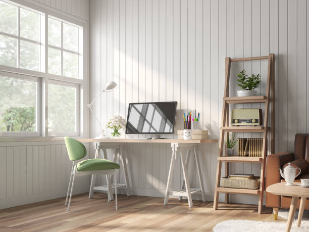 istock Vintage working and living room 3d render 1236336562