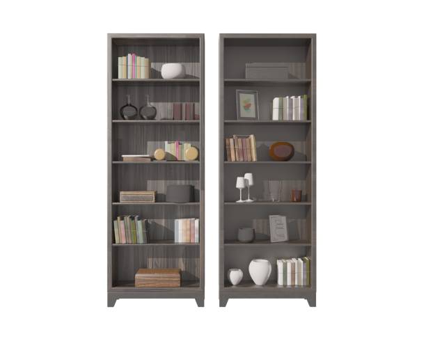istock Bookcase bookshelves isolated on white 3d illustration 1236449755