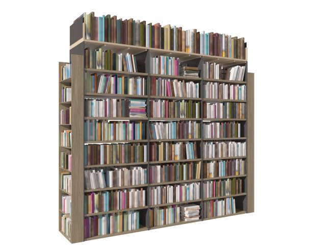 istock Bookcase bookshelves isolated on white 3d illustration 1236449756