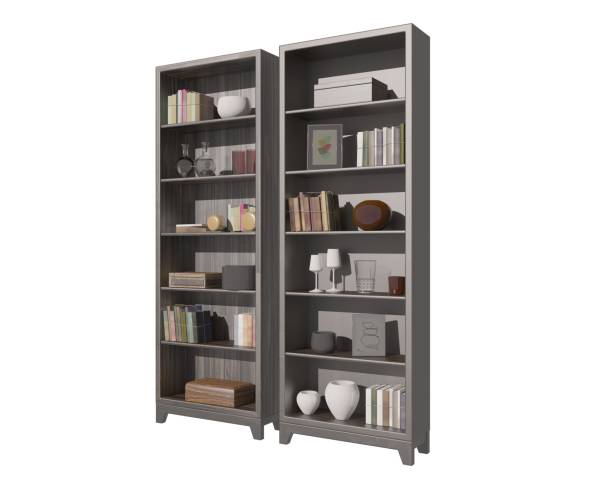 istock Bookcase bookshelves isolated on white 3d illustration 1236449897