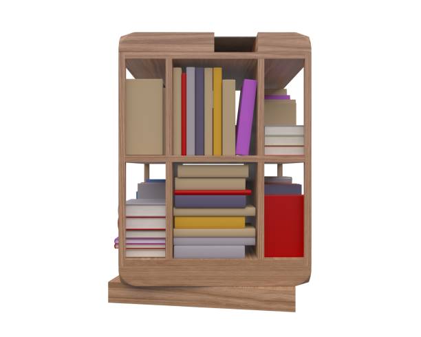 istock Bookcase bookshelves isolated on white 3d illustration 1236450808