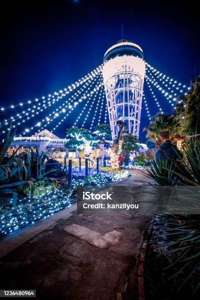 Lighthouse Of The Night View Of Enoshima Stock Photo - Download Image Now