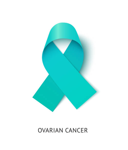 istock Ovarian cancer awareness ribbon vector realistic illustration 1236482504