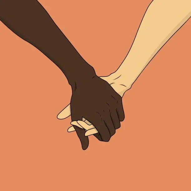 Vector illustration of Two People Holding Hands