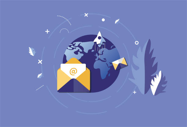 illustrations, cliparts, dessins animés et icônes de mail and earth network - opening mail letter envelope
