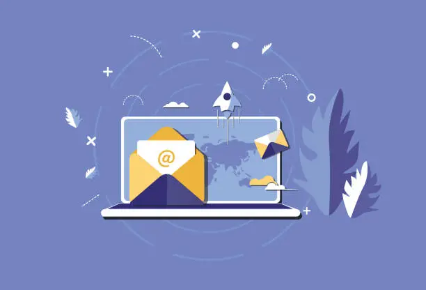 Vector illustration of laptop and mail