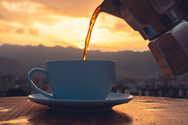 istock Pouring freshly black coffee in the morning 1236573329