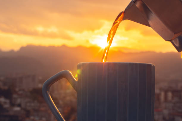 istock Pouring freshly black coffee in the morning 1236573845