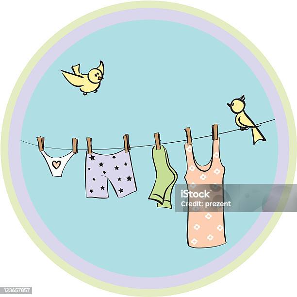 Underwear Dries On A Cord Stock Illustration - Download Image Now - Hanging, Linen, Textile