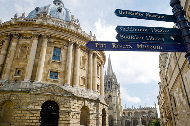 Radcliffe Camera Radcliffe Camera and street sign with all other famous places. oxford university photos stock pictures, royalty-free photos & images