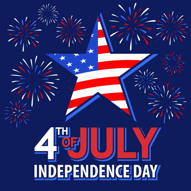 American Independence Day Celebration American celebrate the declaration of independence on fourth of July with flag of star shaped on fireworks background 4th of july fireworks stock illustrations