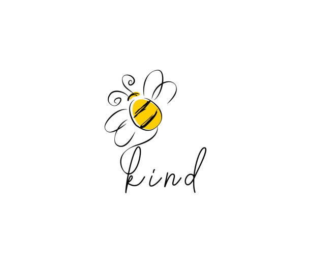 Bee kind word vector illustration Animal, Art, Banner - Sign, Bee, Beehive insect macro fly magnification stock illustrations