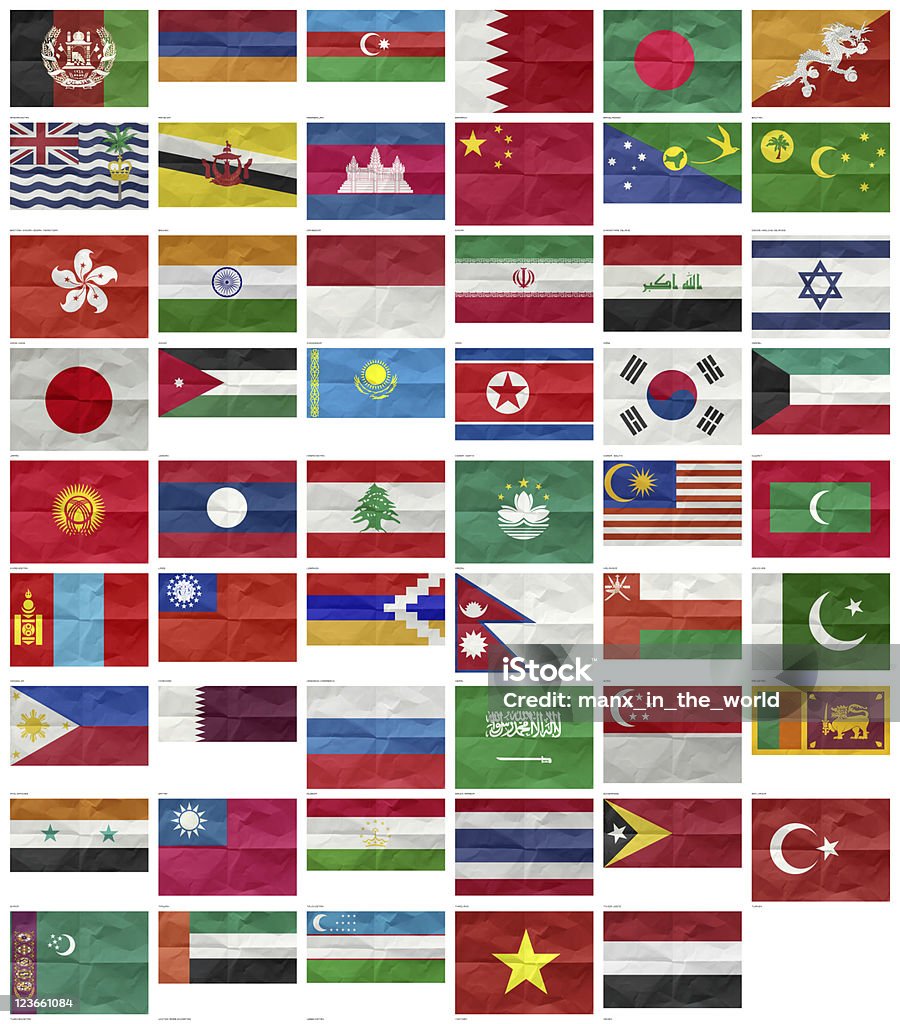Tous les drapeaux des pays d'Asie - Photo de Inde libre de droits