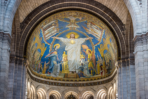 Interior view of the Basilica Sacre Coeur (designed by Paul Abadie, 1914) - a Roman Catholic Church and minor basilica, dedicated to Sacred Heart of Jesus.