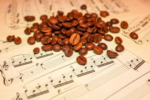 istock Coffee beans on the sheet music 1236659981