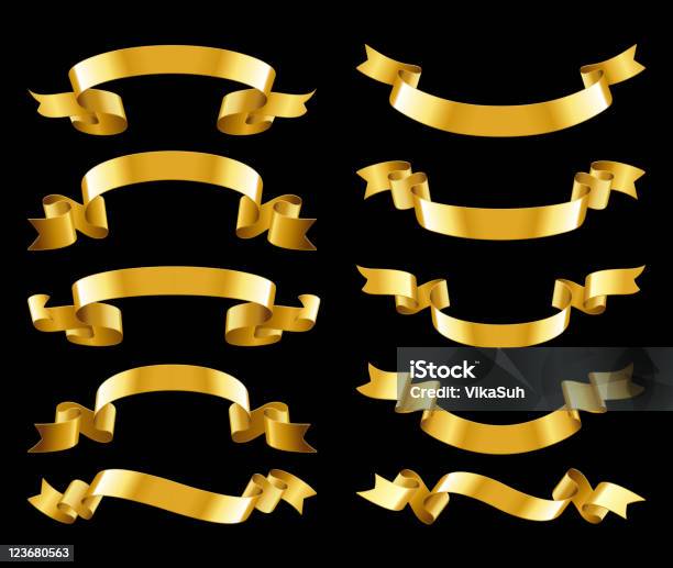 Raw Gold Ribbons Gold Ribbons Set Stock Illustration - Download Image Now - Celebration ...