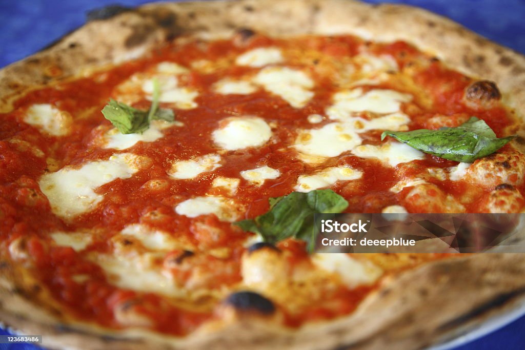 Margherita pizza Typical Naples food Basil Stock Photo