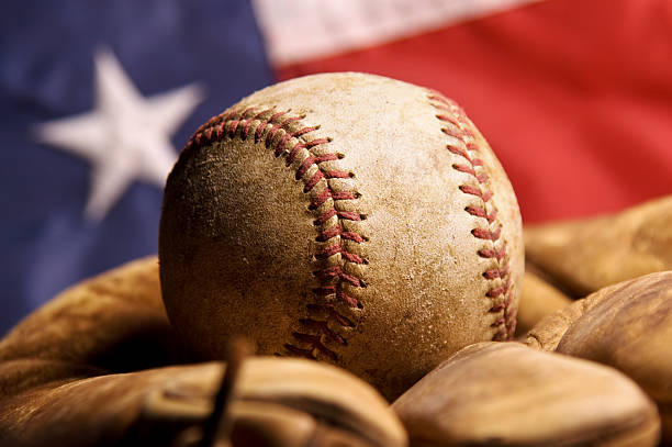 istock Vintage Basball and Glove 123685599