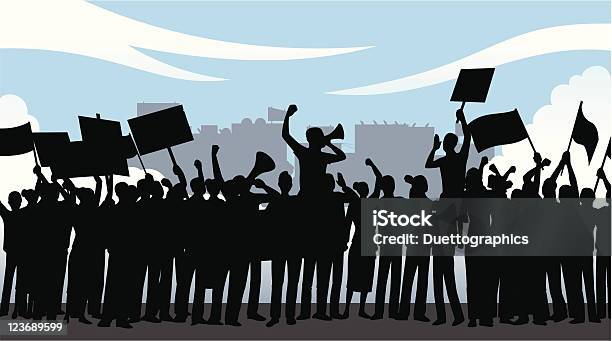 Demonstração - Arte vetorial de stock e mais imagens de Eleição - Eleição, Protesto, Silhueta