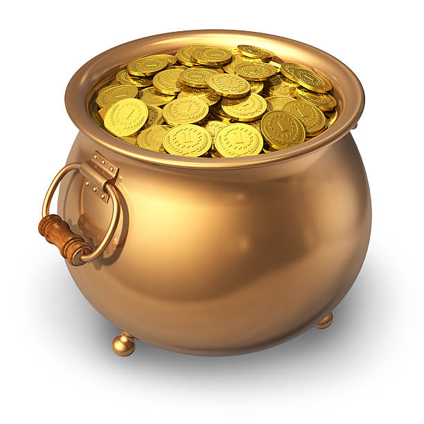 istock Pot of golden coins 123690011