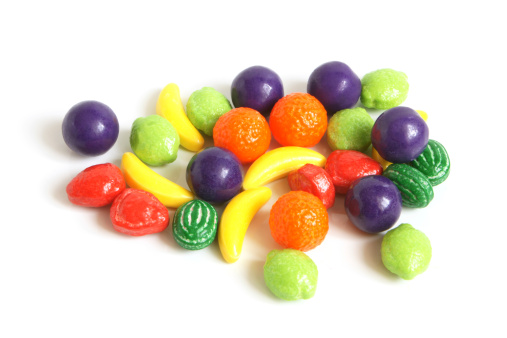Colorful sweets on a white background