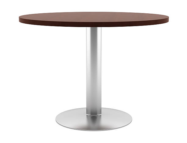 istock modern brown wooden round table isolated on white background 123690234