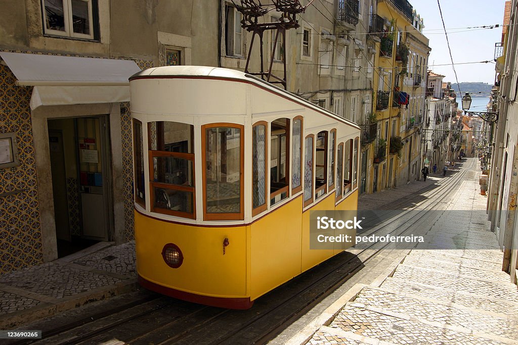 Lisbon Tram Typical street of Lisbon's and its tram Lisbon - Portugal Stock Photo