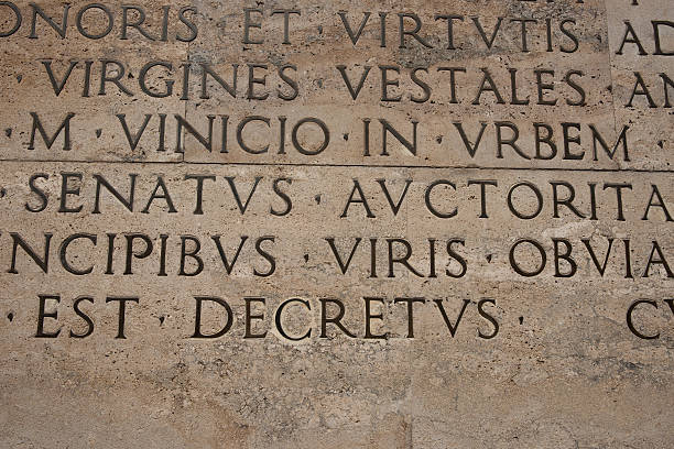 istock Engraved in stone. Roman inscription.Rome 123692391