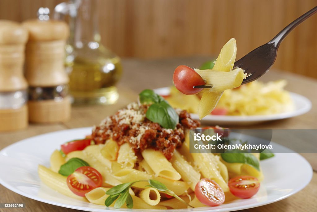 Pasta - Lizenzfrei Basilikum Stock-Foto