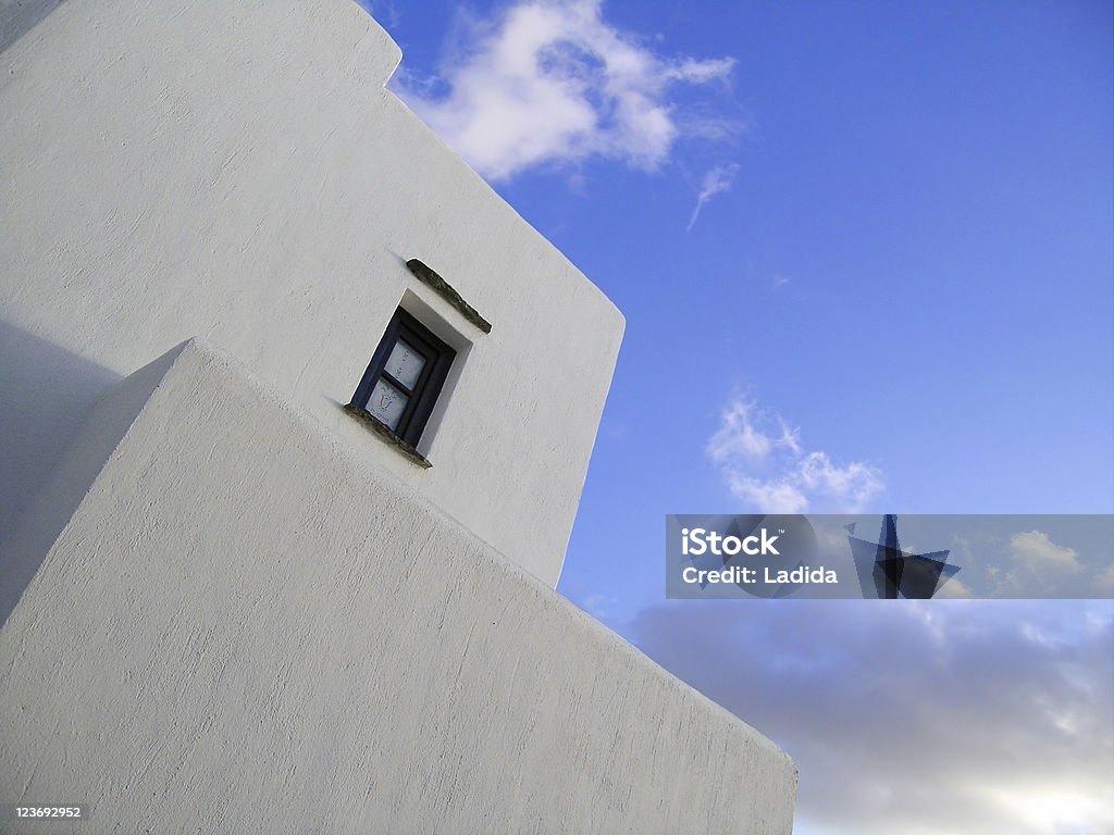 Cyclades diagonal shot of white house in Folegandros island, Cyclades / Greece (space for text) Architecture Stock Photo