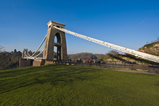 Bristol's Clifton Suspension Bridge on a frosty, clear-skied, Winter day.