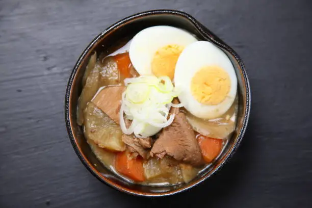 Japanese innards stew with boiled egg