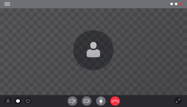 화상 채팅 인터페이스, 사용자 웹 화상 통화 창. 소셜 원격 미디어, 원격 통신, 비디오 콘텐츠의 개념. - 전화 회의 stock illustrations