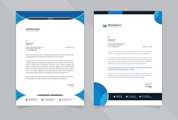 Vector illustration of Letterhead template vector, minimalist style, printing design, business advertisement layout, Blue concept background stock illustration USA, A4 Paper, Abstract, Advertisement, Awards Ceremony