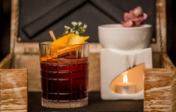 Negroni with orange. Delicious alcohol negroni cocktail