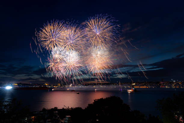 istock Fireworks over Bosphorus Strait, Istanbul City, Turkey 1237153213