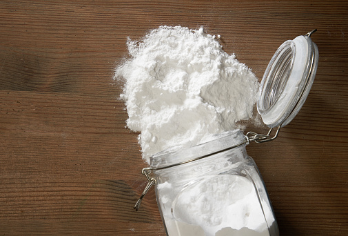 top view jar of baking soda