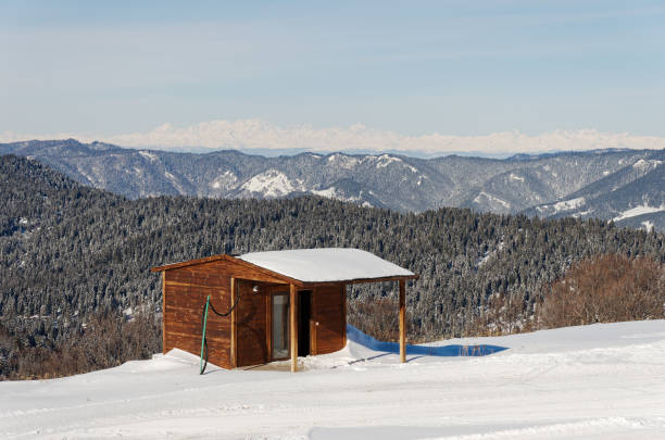 istock Wooden gatehouse on the mountain. 1237207736