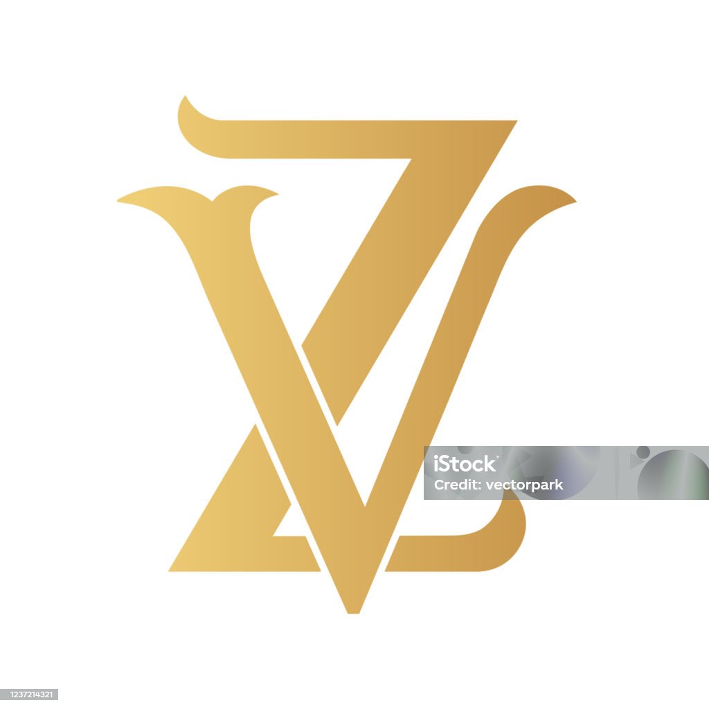 Golden Vz Monogram Isolated In White Stock Illustration - Download Image  Now - Antique, Boutique, Cafe - iStock
