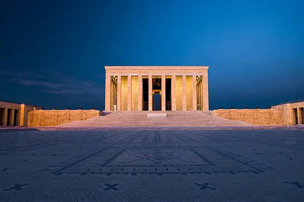 Anıtkabir (literally, "memorial tomb") is the mausoleum of Mustafa Kemal Atatürk, the leader of Turkish War of Independence and the founder and first president of the Republic of Turkey. It is located in Ankara.