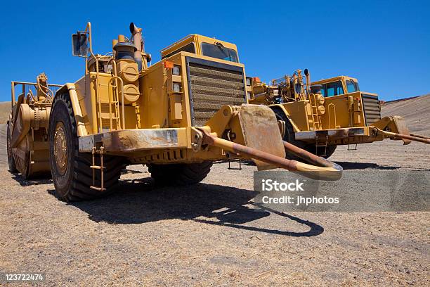 Open Bowl Scraper Tractors Stock Photo - Download Image Now - Blue, Bumper, Color Image