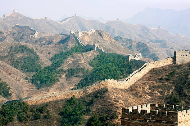 grande muraglia cinese in jinshanlin - chinese wall foto e immagini stock
