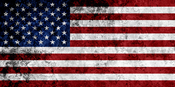 American flag of with faded grunge effect and vignette, perfect for backgrounds and design.