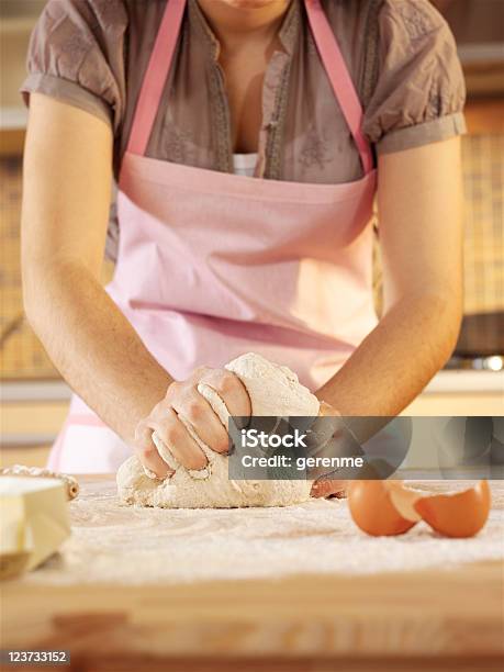 Woman Baking In Kitchen Stock Photo - Download Image Now - Adult, Adults Only, Animal Egg