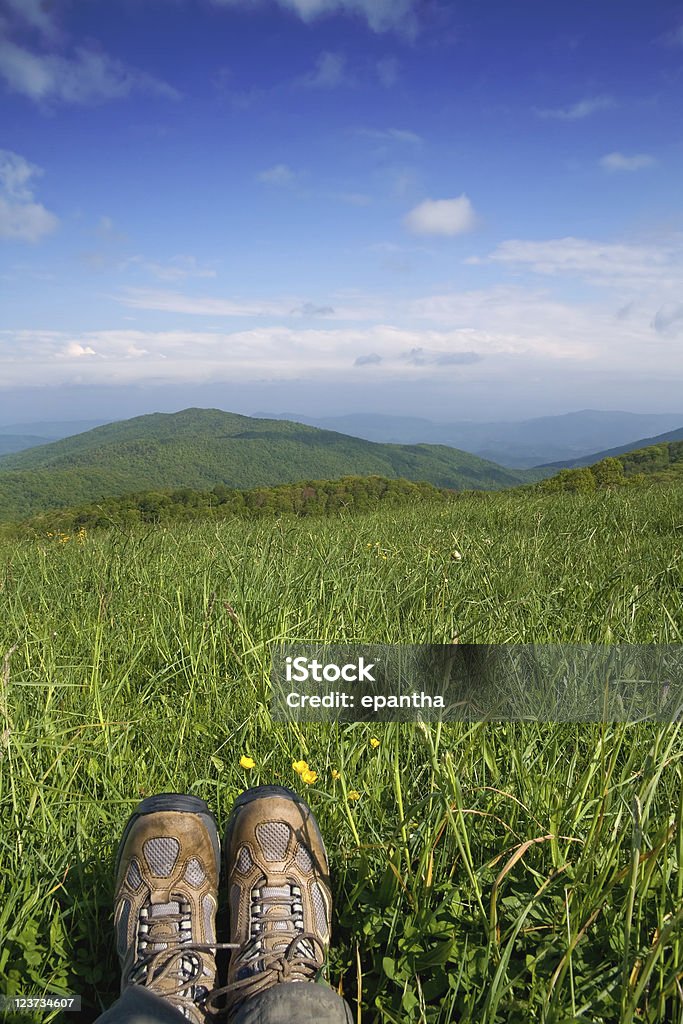 Hiker View A hiker's view from a meadow overlooking the Appalachian Mountains. Appalachia Stock Photo