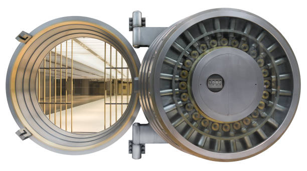 istock Bank vault door isolated on white with clipping path 1237350892