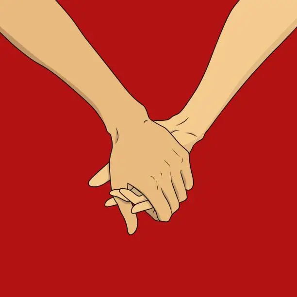 Vector illustration of Two People Holding Hands