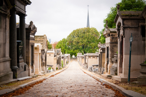 Alley view of Pere-lachaise Cemetery of Paris